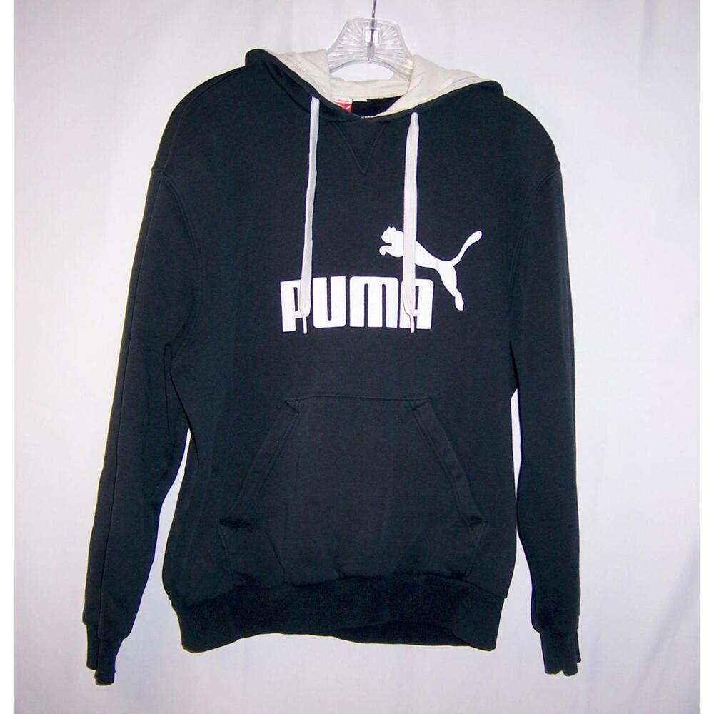 PUMA Men's Small Essentials Big Logo Hoodie Black/White